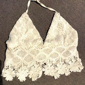 White cropped halter top